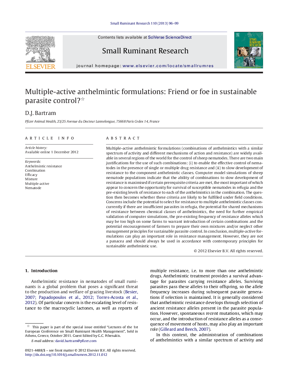 Multiple-active anthelmintic formulations: Friend or foe in sustainable parasite control? 