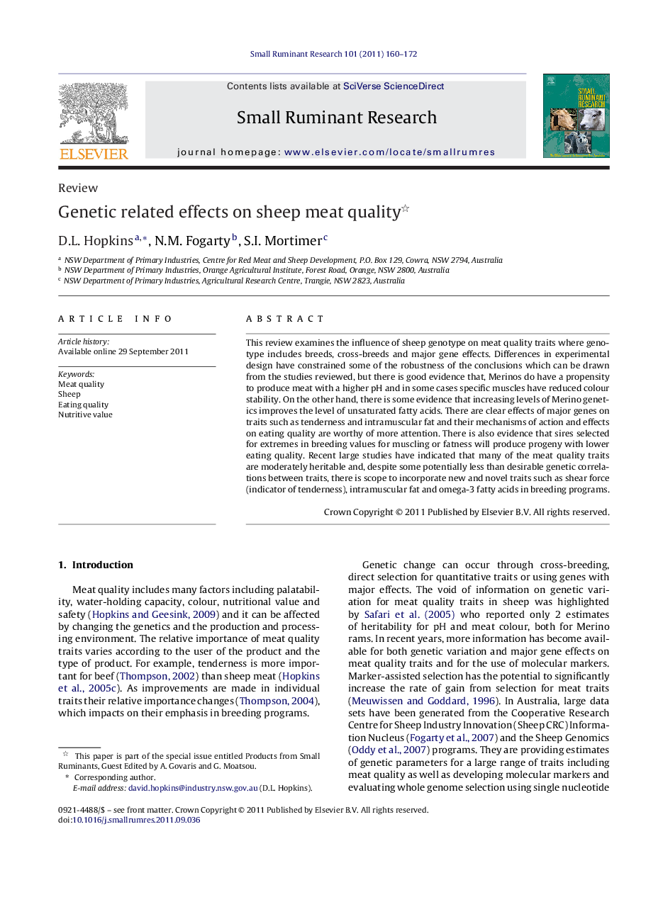 Genetic related effects on sheep meat quality 