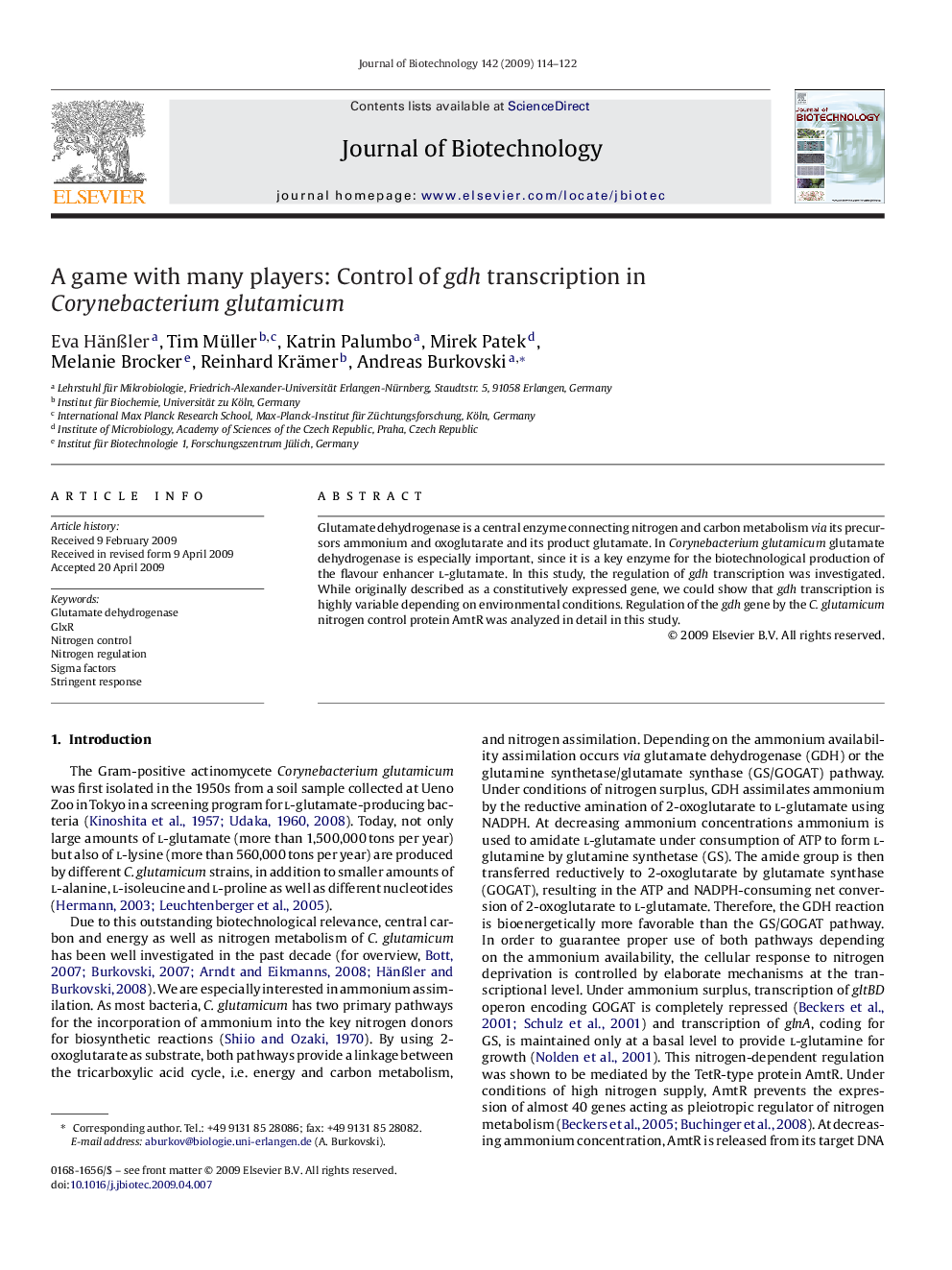 A game with many players: Control of gdh transcription in Corynebacterium glutamicum