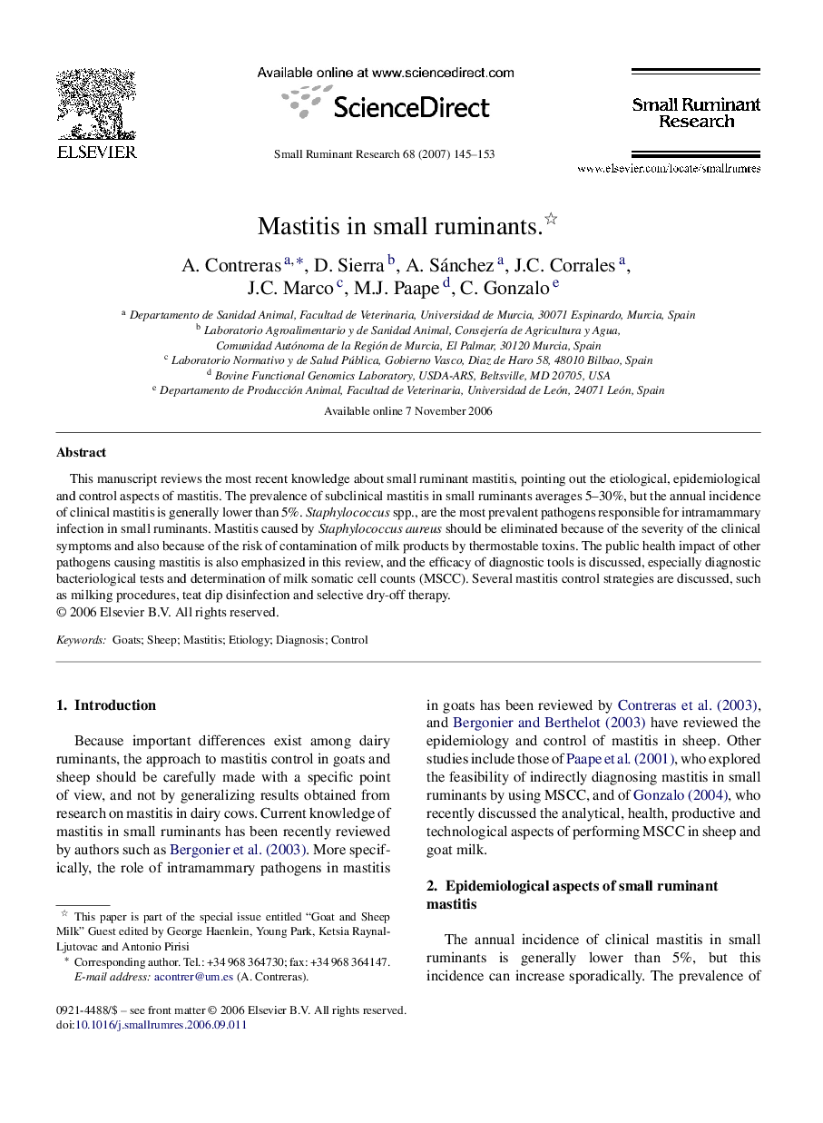 Mastitis in small ruminants. 