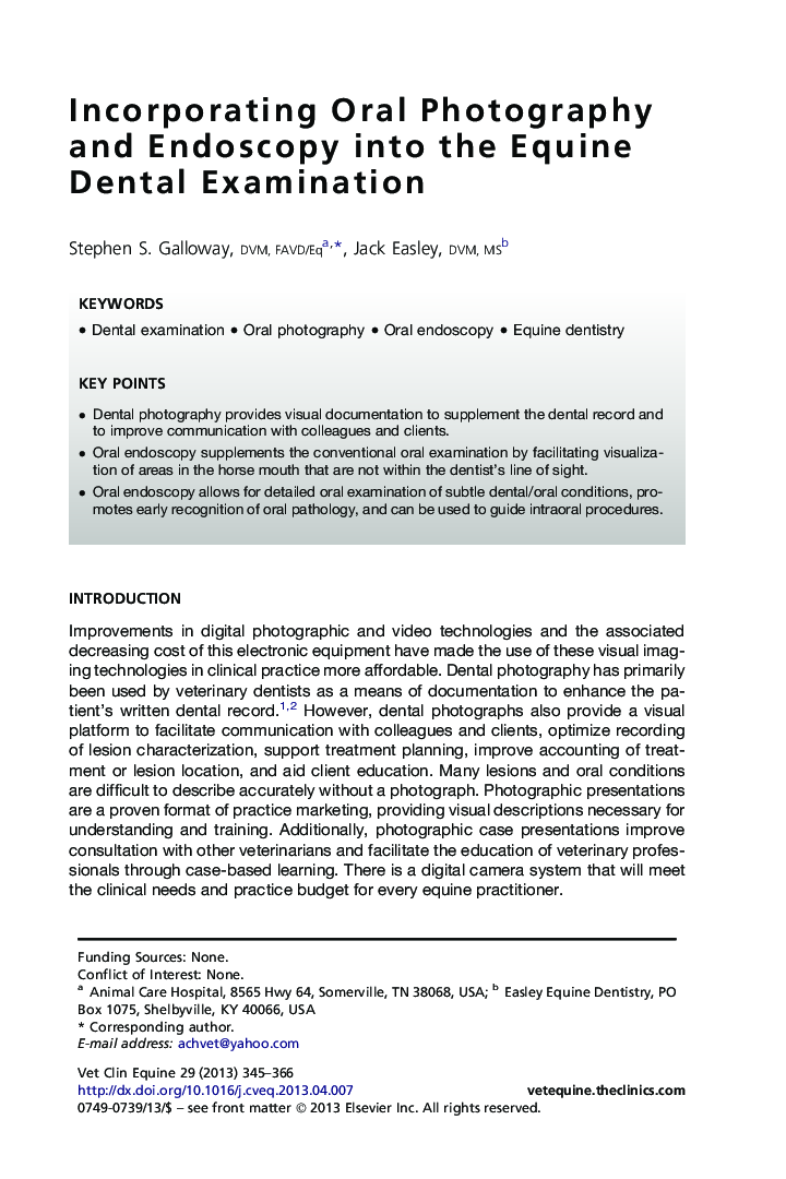 Incorporating Oral Photography and Endoscopy into the Equine Dental Examination