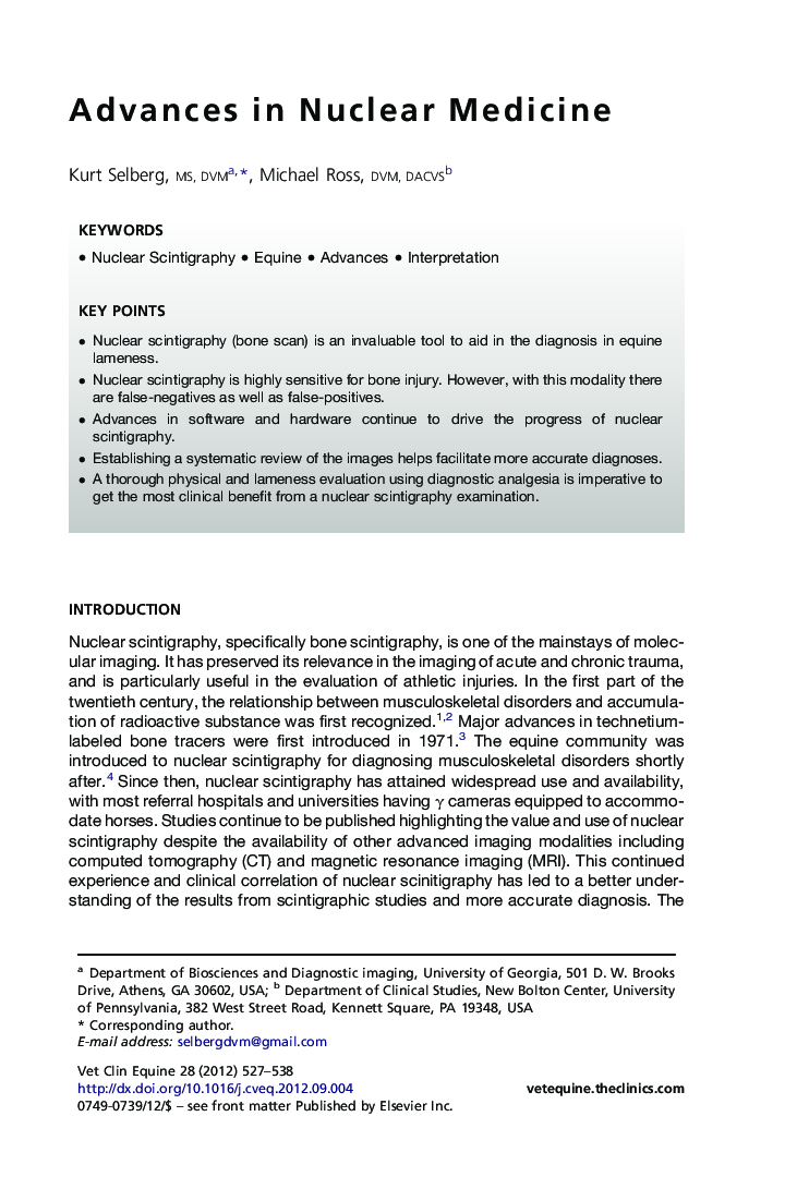 عکس صفحه اول مقاله: Advances in Nuclear Medicine Advances in Nuclear Medicine