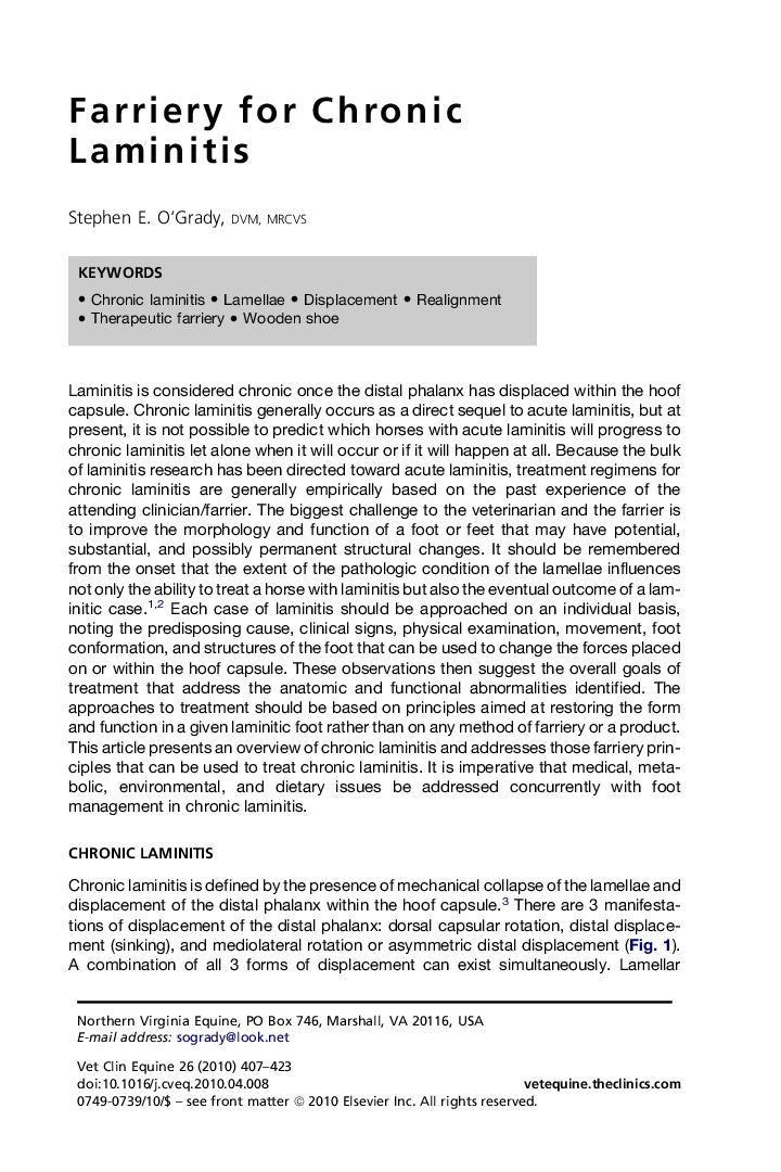 Farriery for Chronic Laminitis