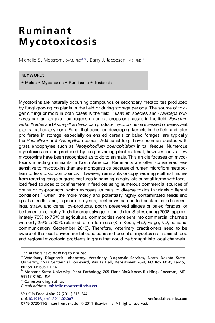 Ruminant Mycotoxicosis