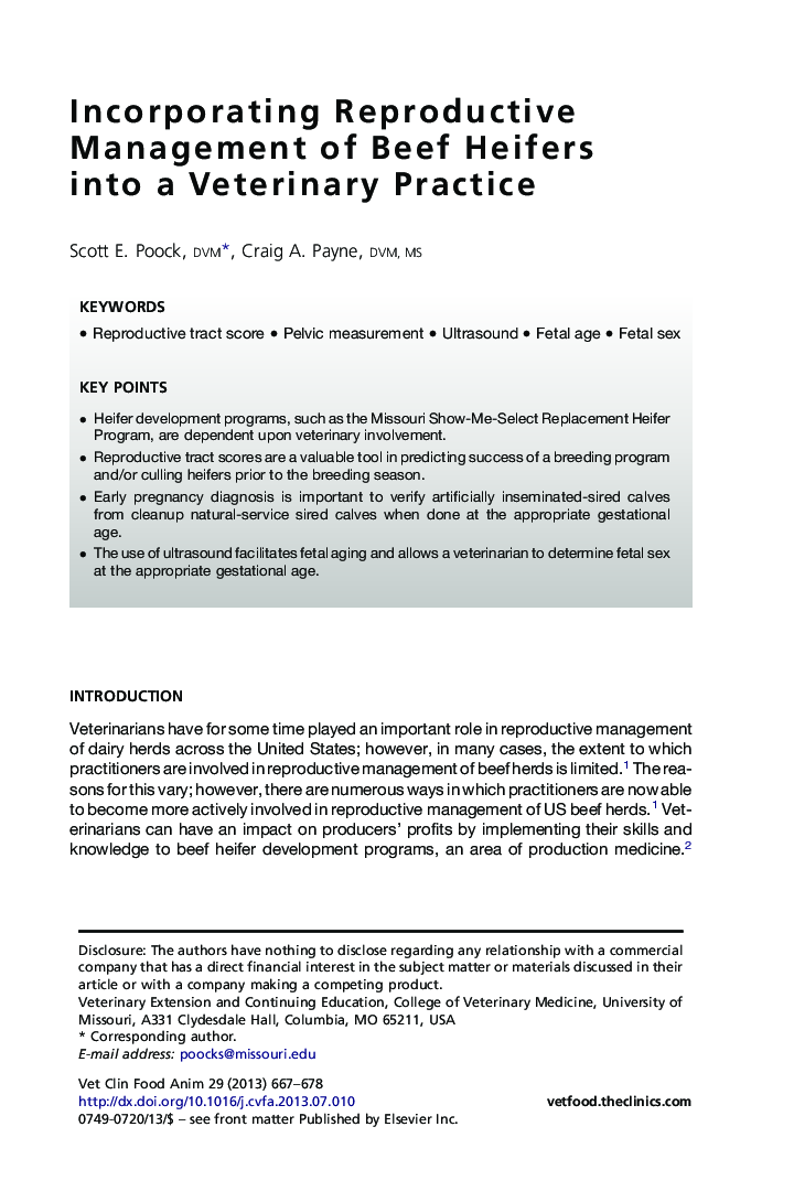 Incorporating Reproductive Management of Beef Heifers into a Veterinary Practice