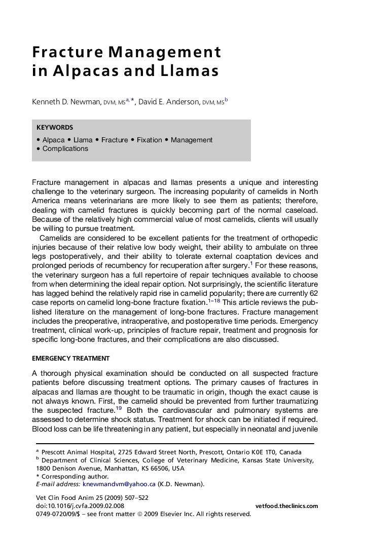 Fracture Management in Alpacas and Llamas