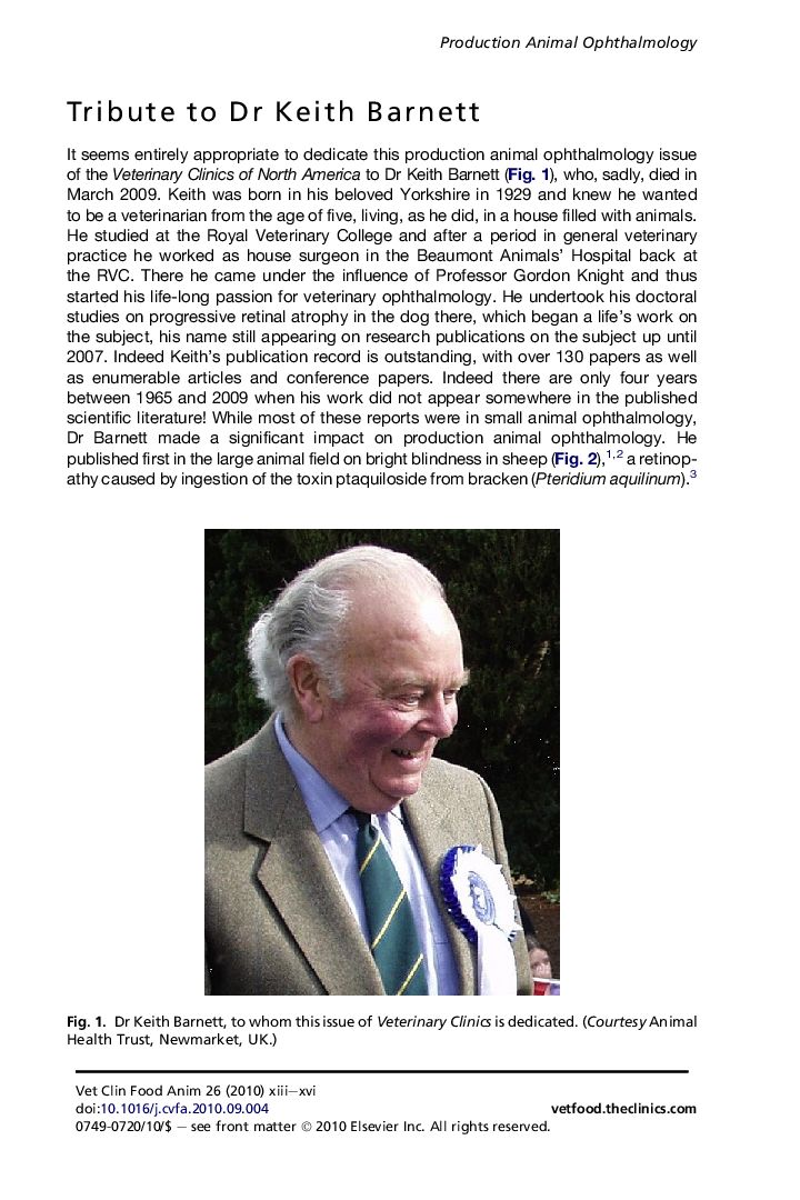 Tribute to Dr Keith Barnett