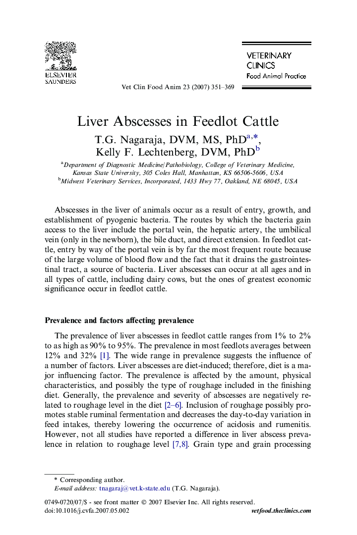 Liver Abscesses in Feedlot Cattle