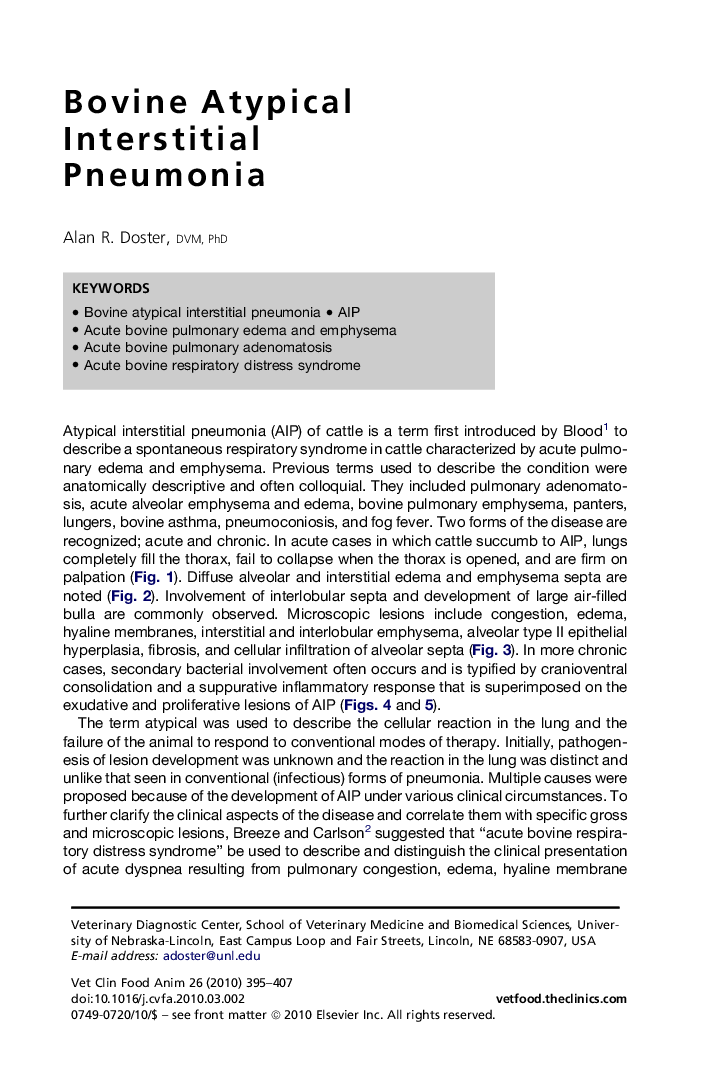 Bovine Atypical Interstitial Pneumonia