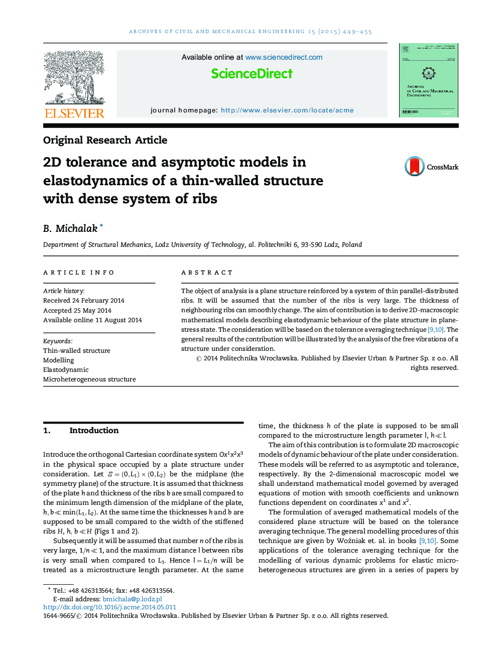 2D tolerance and asymptotic models in elastodynamics of a thin-walled structure with dense system of ribs