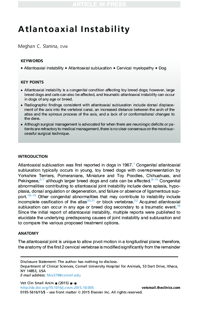 Atlantoaxial Instability