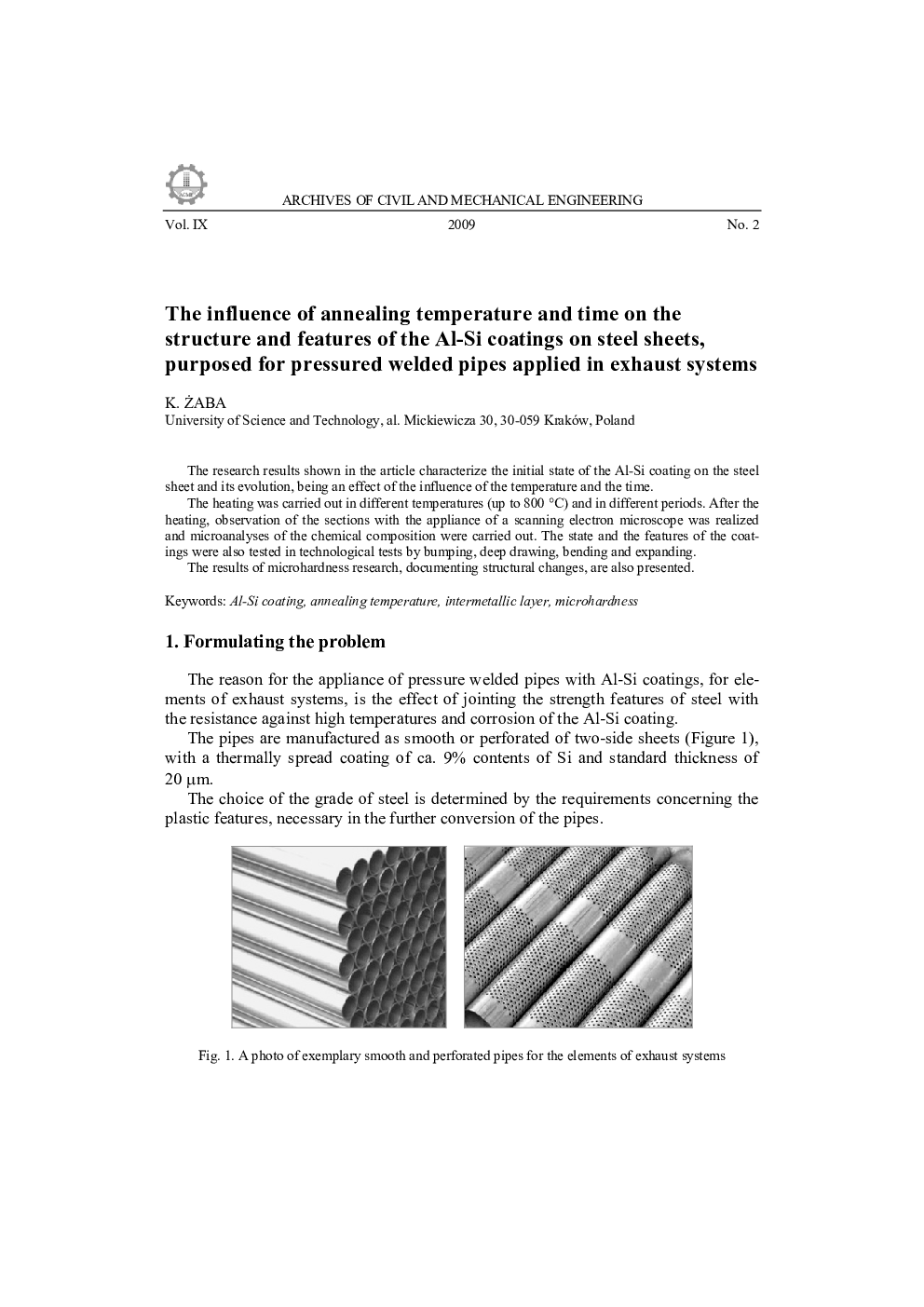 The influence of annealing temperature and time on the structure and features of the Al-Si coatings on steel sheets, purposed for pressured welded pipes applied in exhaust systems