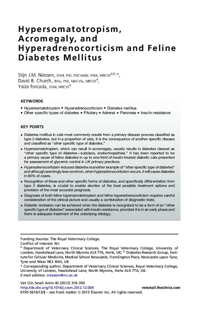 Hypersomatotropism, Acromegaly, and Hyperadrenocorticism and Feline Diabetes Mellitus