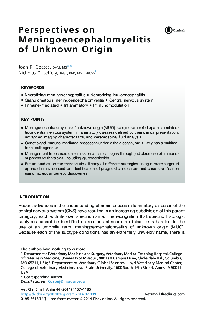 Perspectives on Meningoencephalomyelitis of Unknown Origin