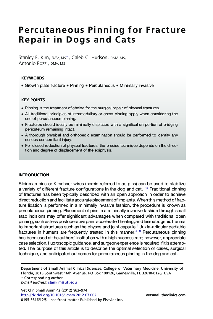 Percutaneous Pinning for Fracture Repair in Dogs and Cats