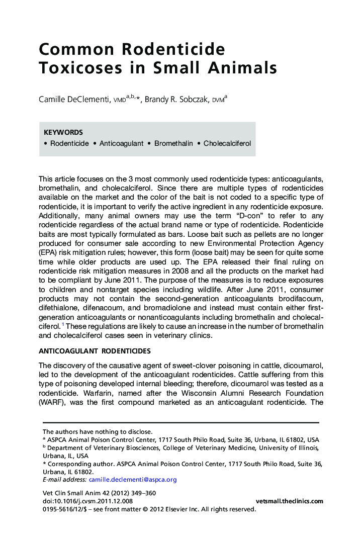 Common Rodenticide Toxicoses in Small Animals