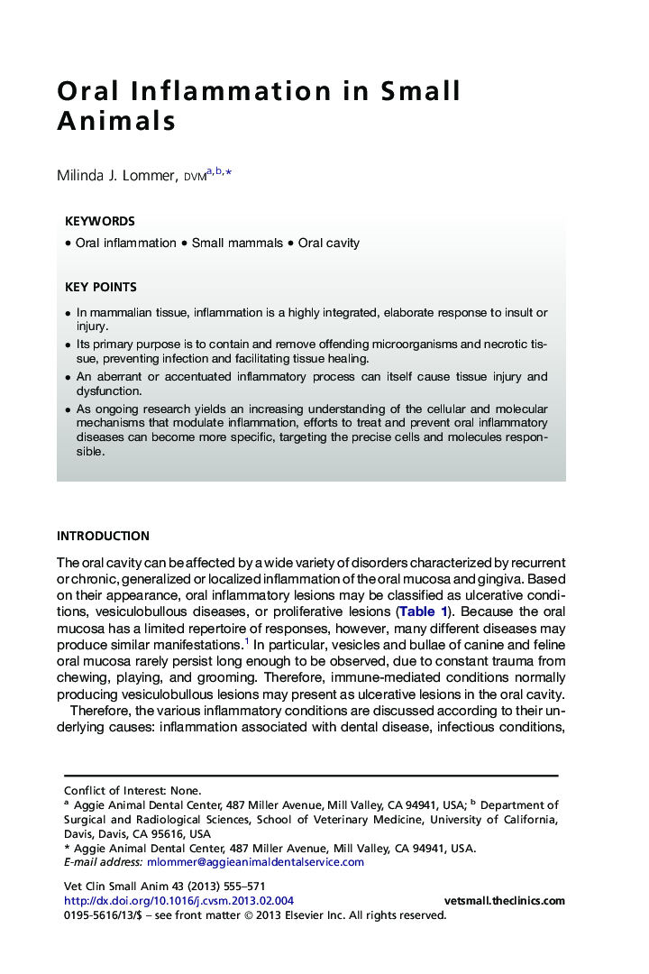 Oral Inflammation in Small Animals