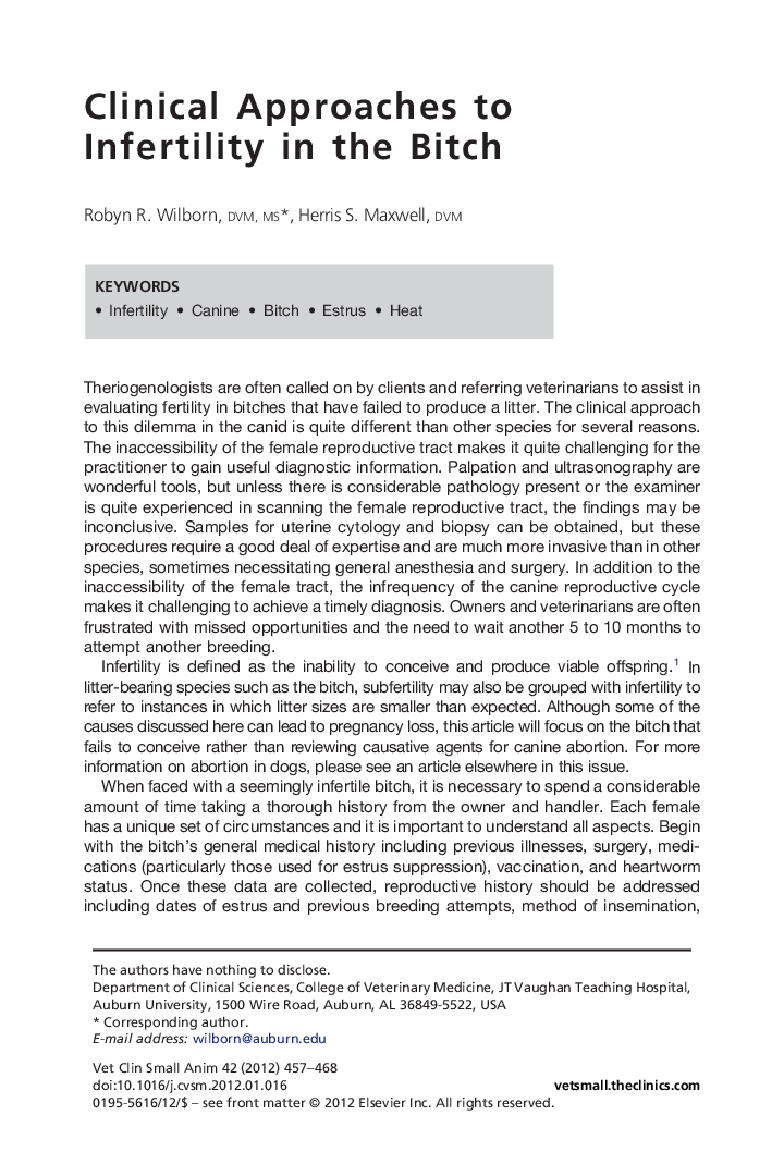 Clinical Approaches to Infertility in the Bitch