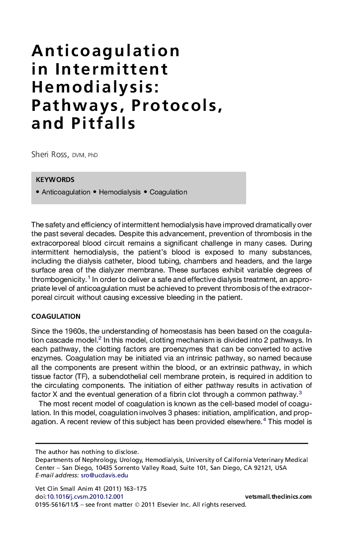 Anticoagulation in Intermittent Hemodialysis: Pathways, Protocols, and Pitfalls