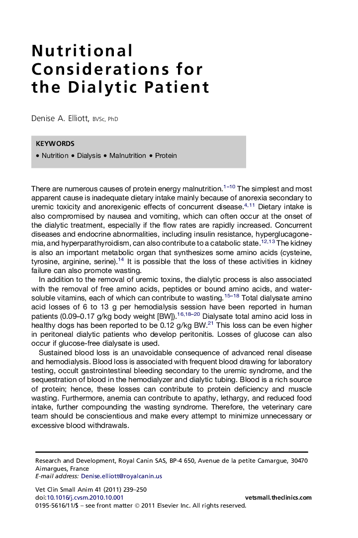 Nutritional Considerations for the Dialytic Patient