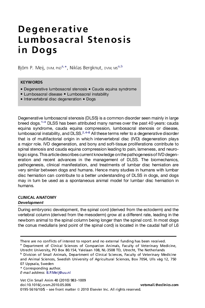 Degenerative Lumbosacral Stenosis in Dogs