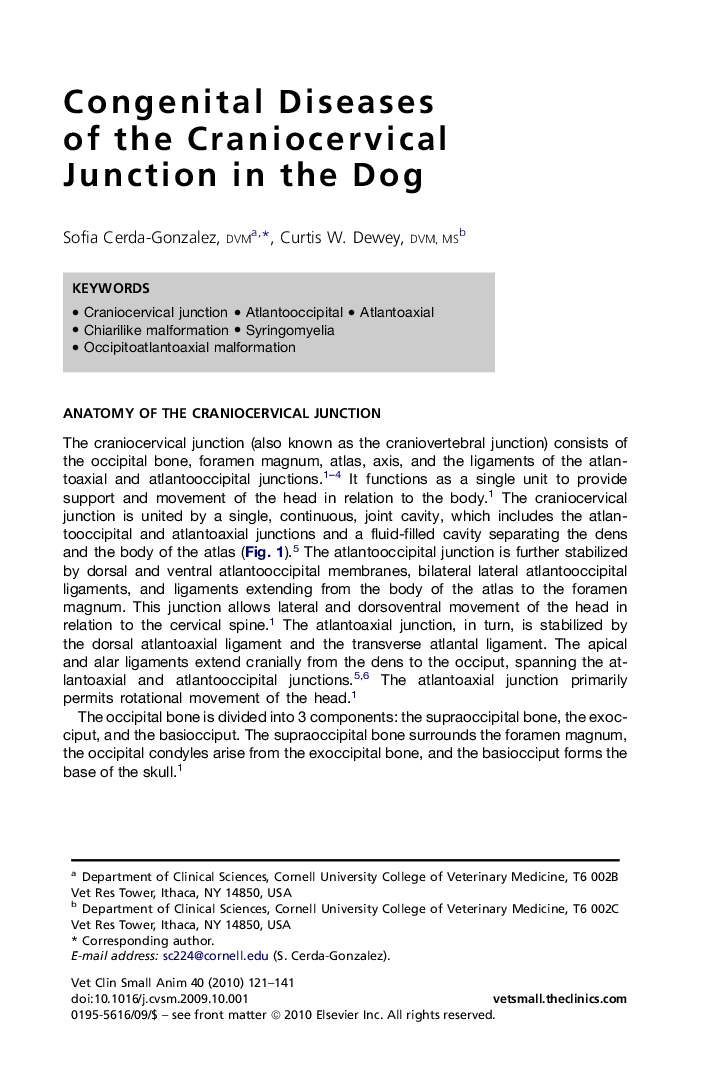 Congenital Diseases of the Craniocervical Junction in the Dog