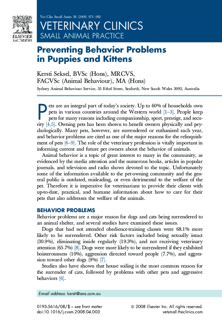 Preventing Behavior Problems in Puppies and Kittens