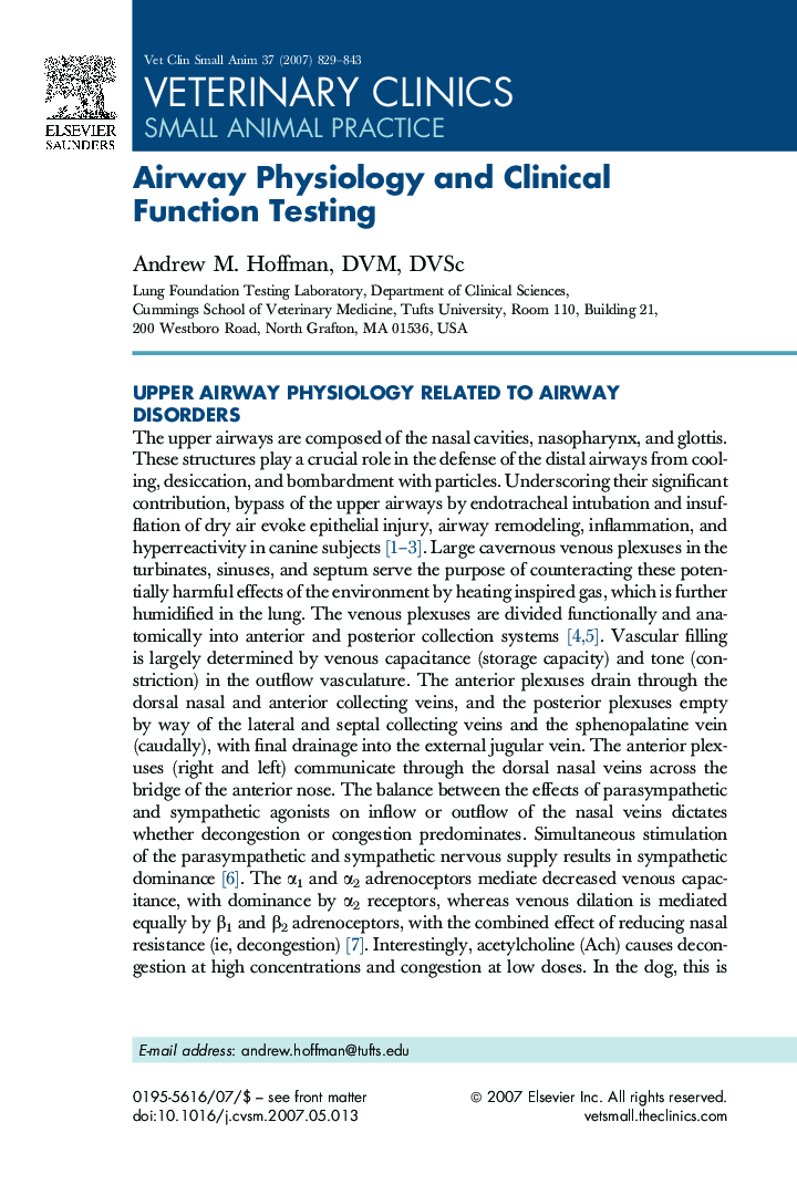 Airway Physiology and Clinical Function Testing