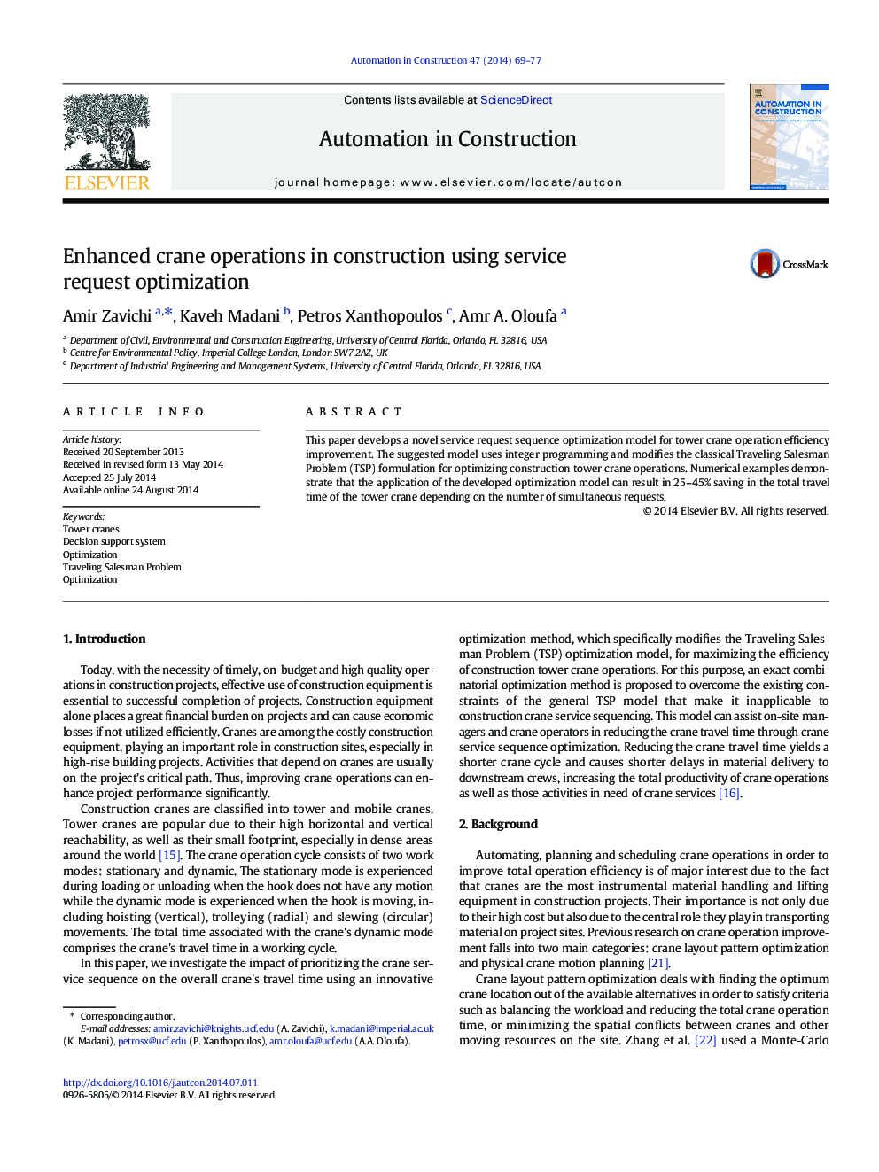 Enhanced crane operations in construction using service request optimization