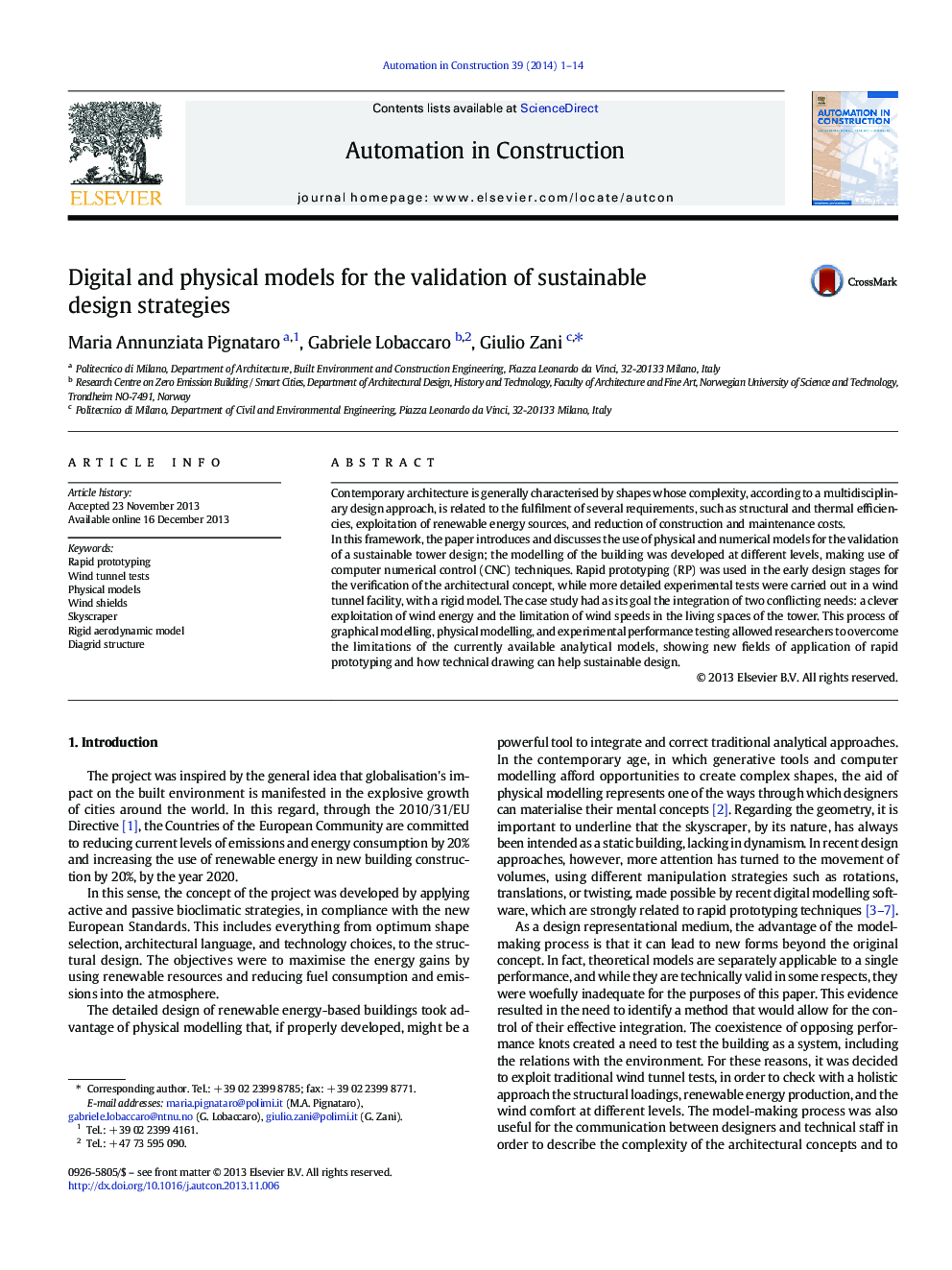 Digital and physical models for the validation of sustainable design strategies