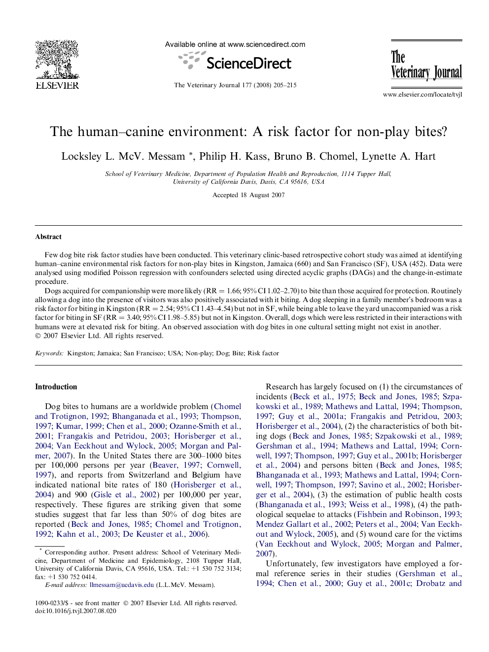 The human–canine environment: A risk factor for non-play bites?