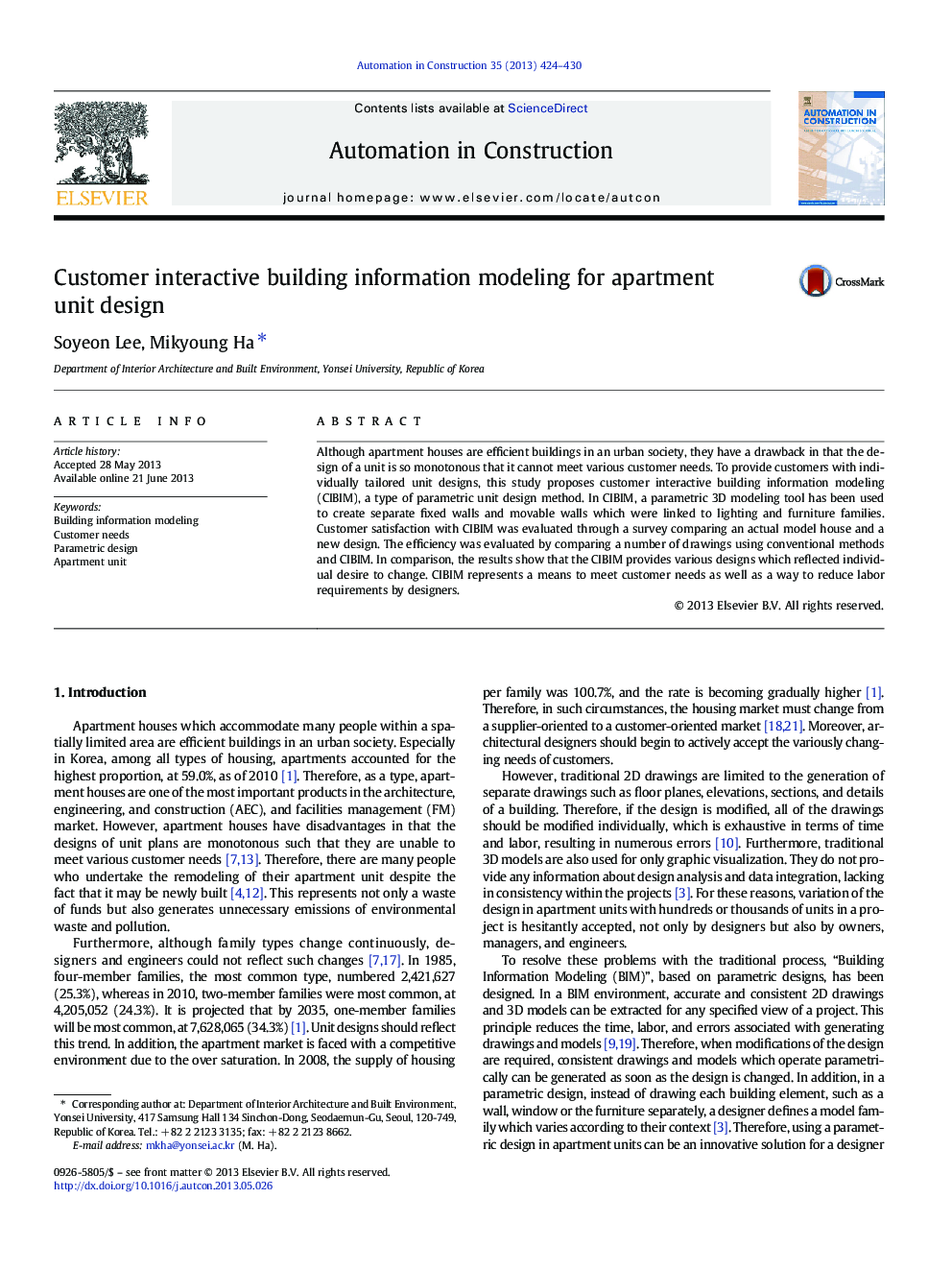 Customer interactive building information modeling for apartment unit design