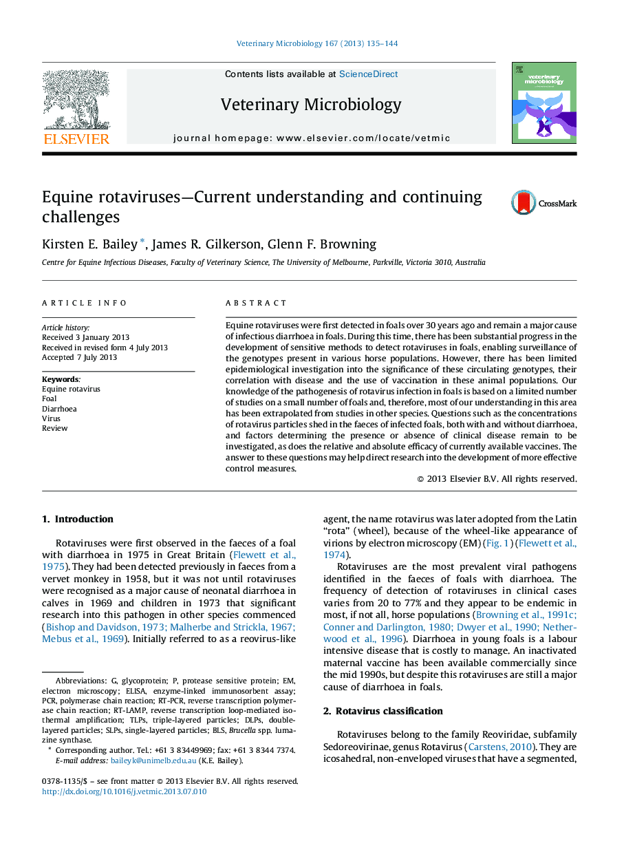 Equine rotaviruses—Current understanding and continuing challenges