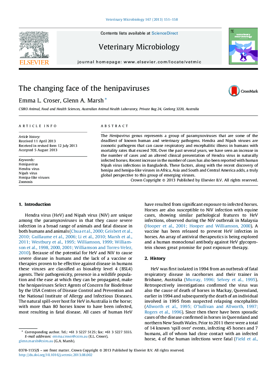 The changing face of the henipaviruses