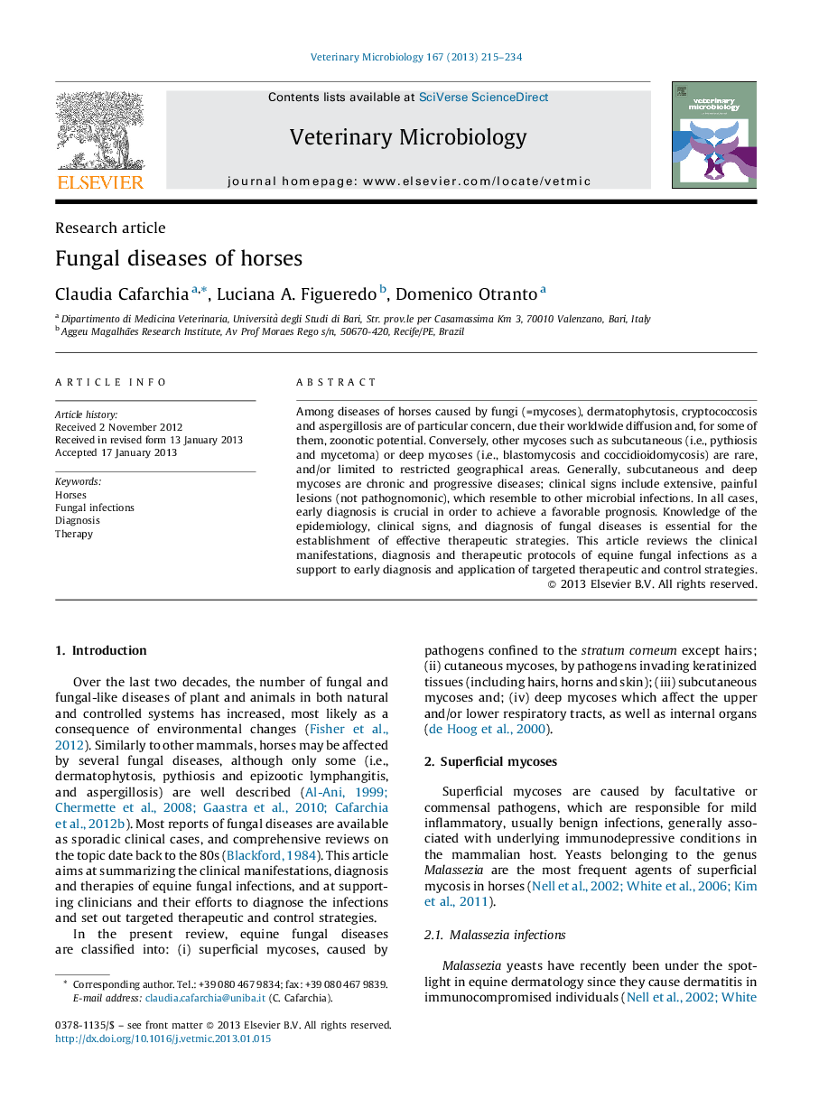 Fungal diseases of horses