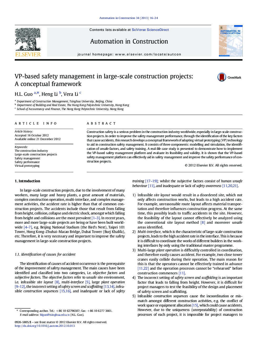 VP-based safety management in large-scale construction projects: A conceptual framework