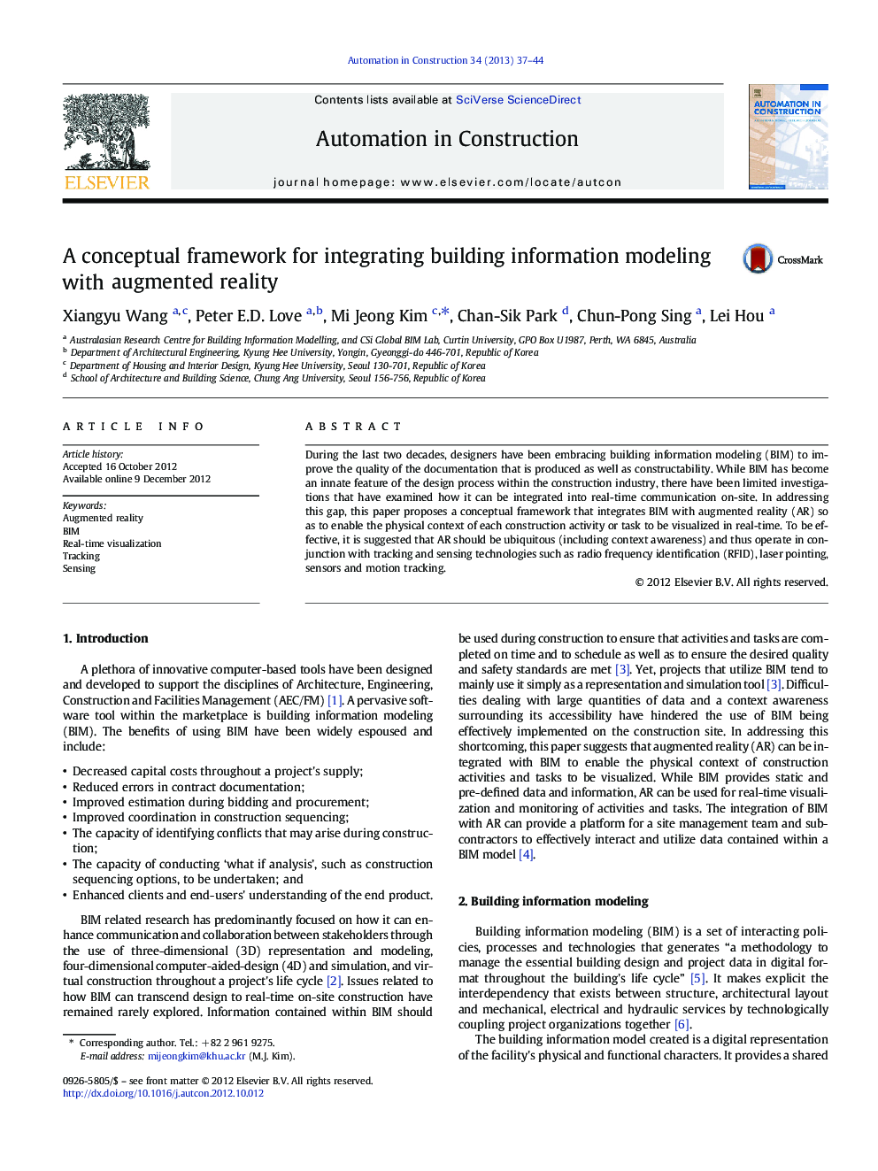 A conceptual framework for integrating building information modeling with augmented reality