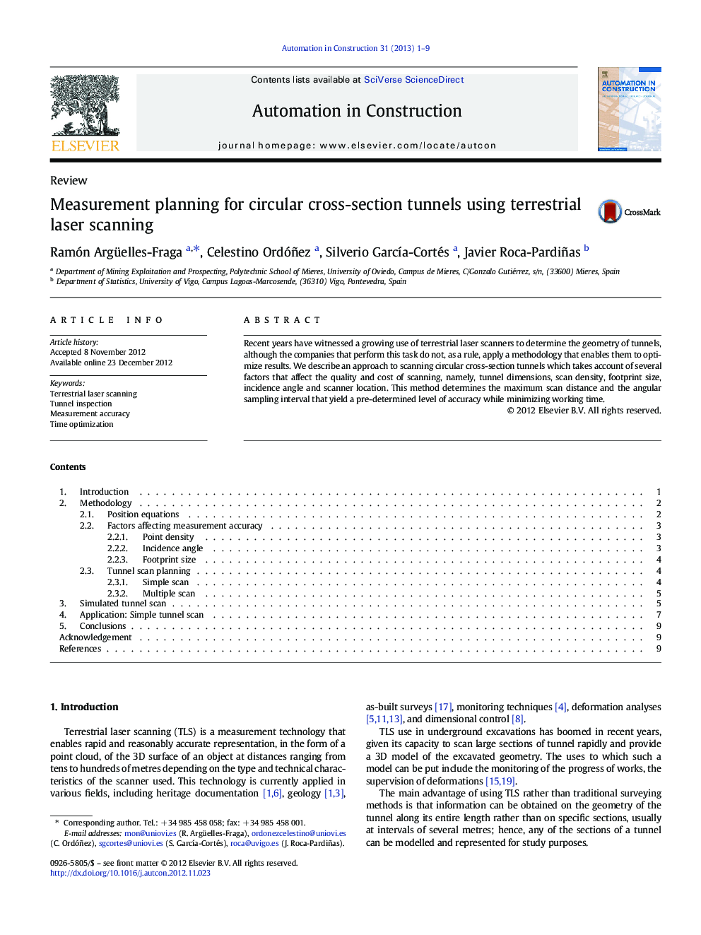 Measurement planning for circular cross-section tunnels using terrestrial laser scanning