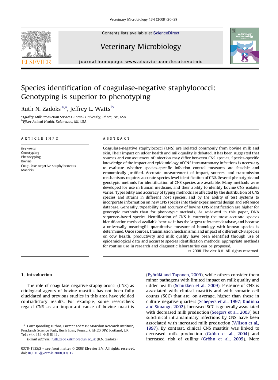 Species identification of coagulase-negative staphylococci: Genotyping is superior to phenotyping