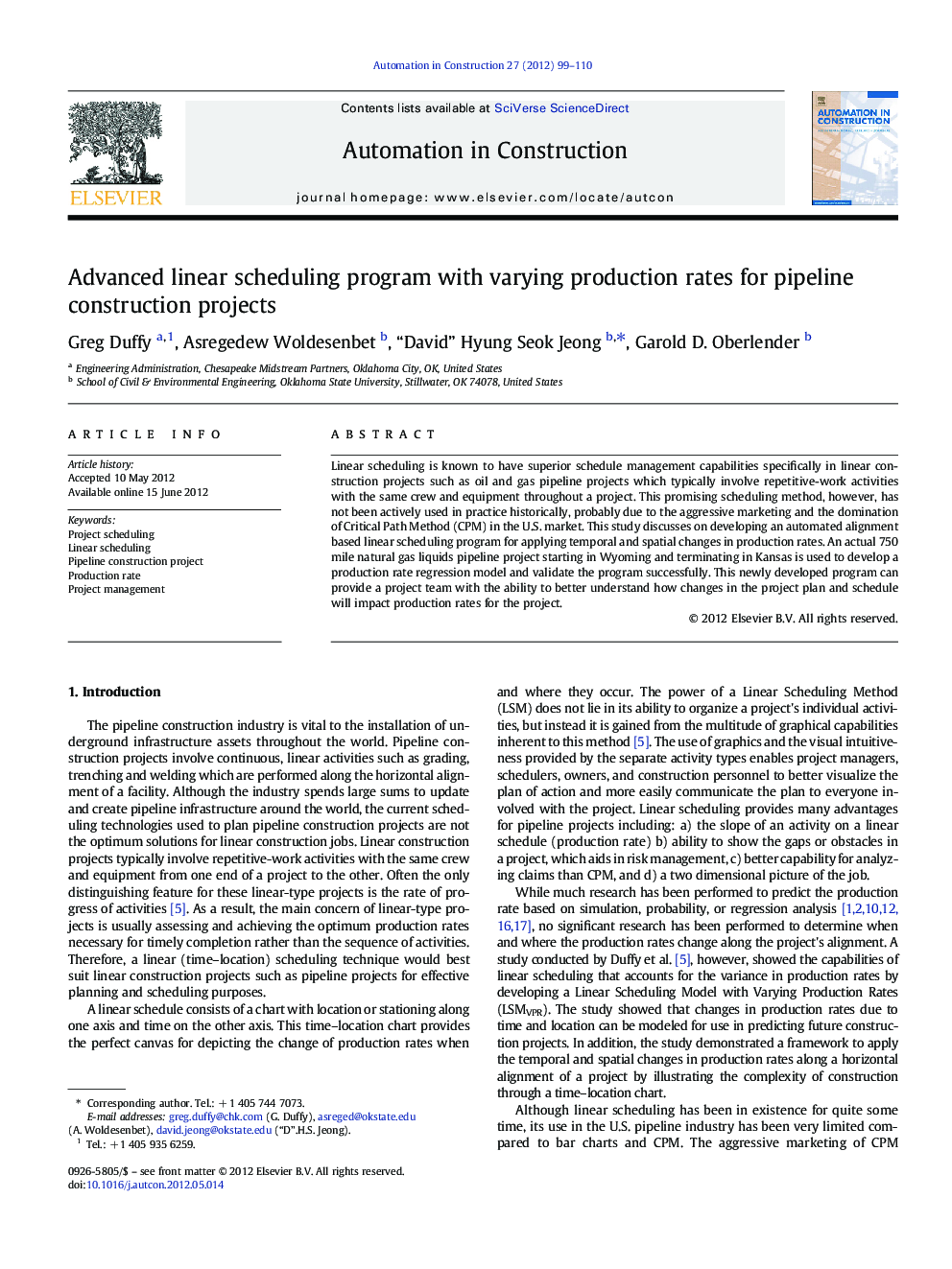 Advanced linear scheduling program with varying production rates for pipeline construction projects