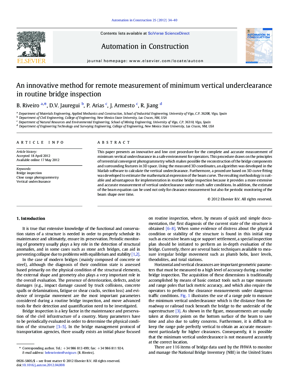 An innovative method for remote measurement of minimum vertical underclearance in routine bridge inspection