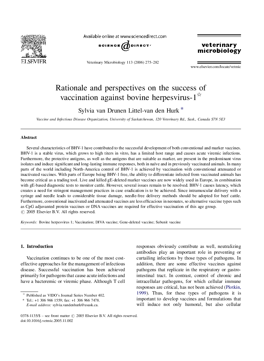 Rationale and perspectives on the success of vaccination against bovine herpesvirus-1 