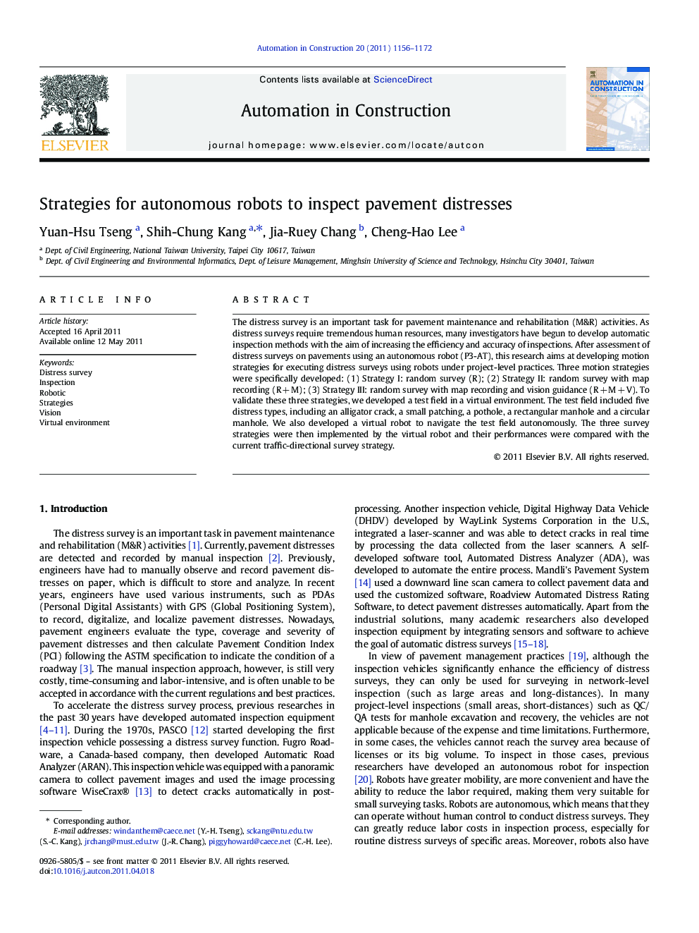 Strategies for autonomous robots to inspect pavement distresses