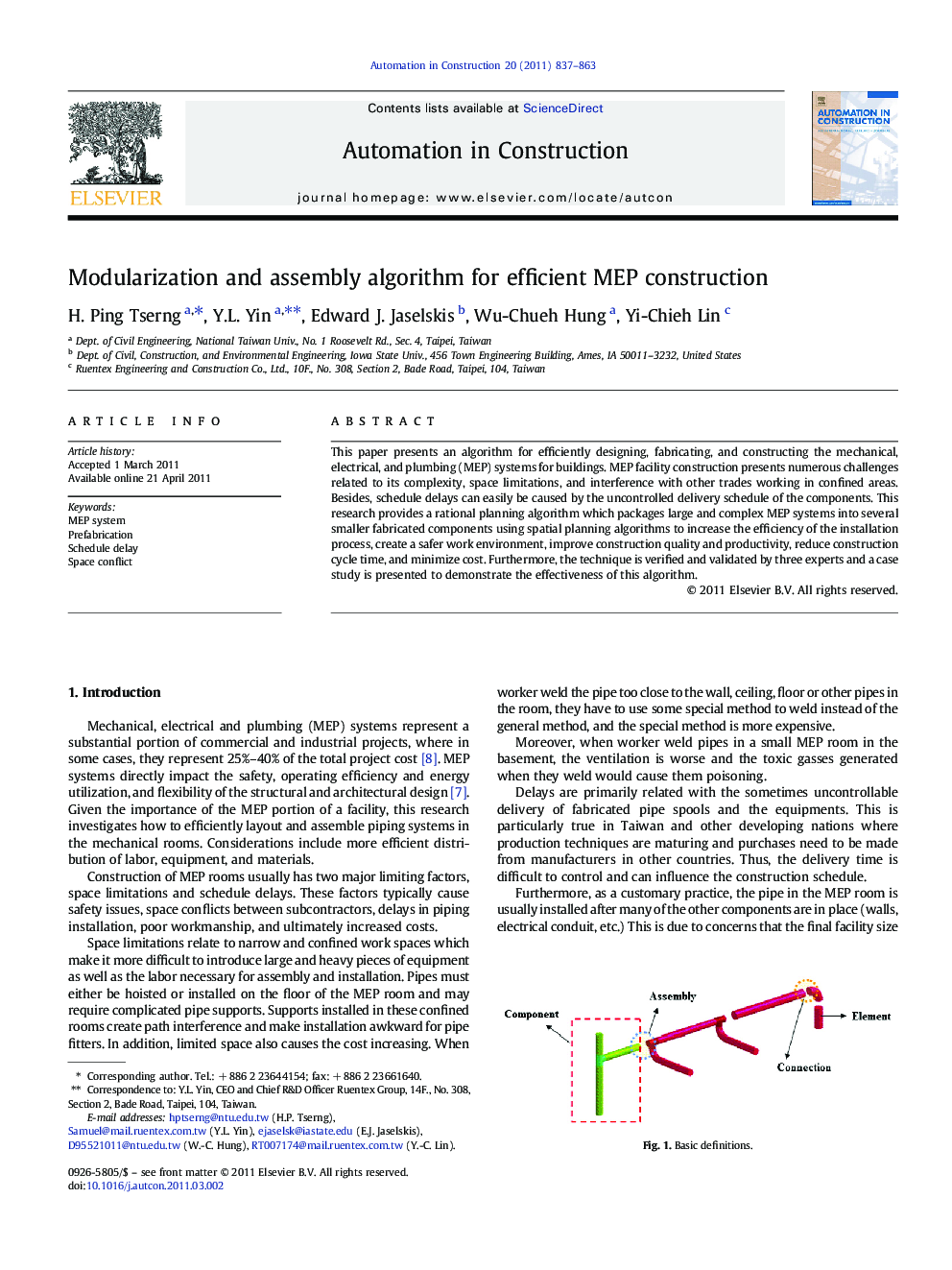 Modularization and assembly algorithm for efficient MEP construction