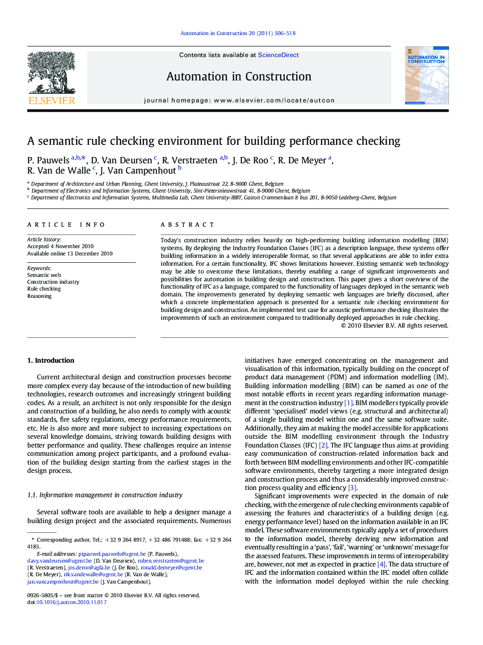 A semantic rule checking environment for building performance checking
