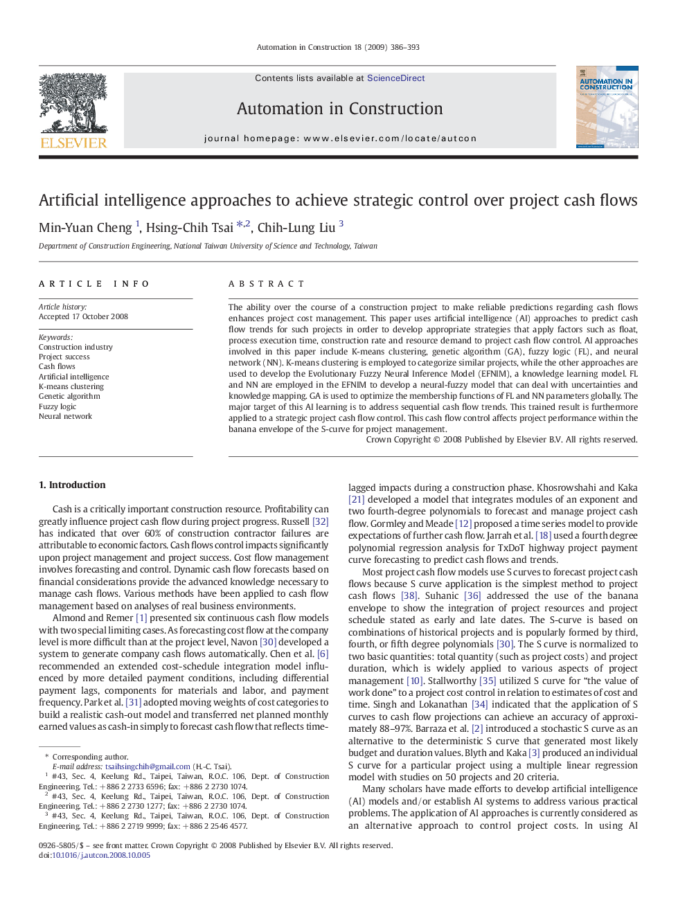 Artificial intelligence approaches to achieve strategic control over project cash flows