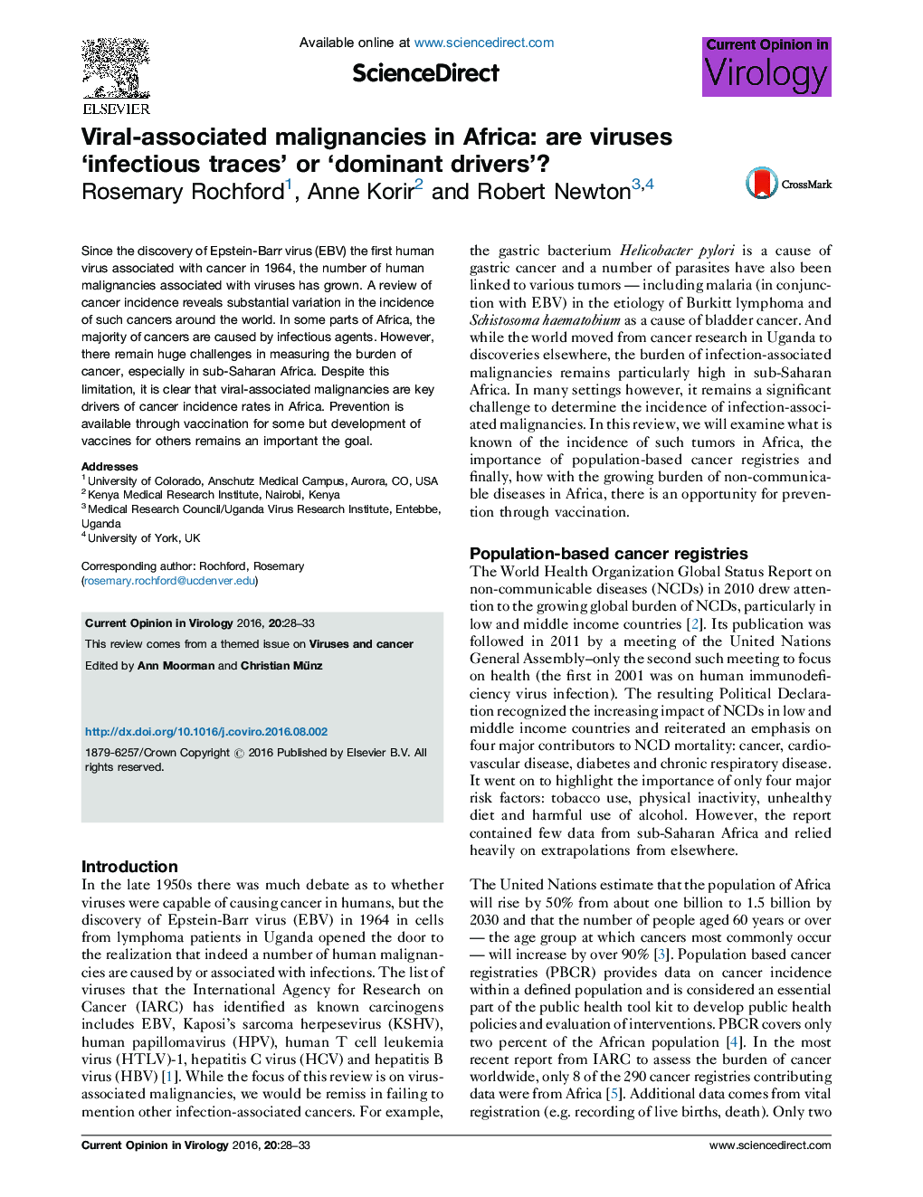 Viral-associated malignancies in Africa: are viruses 'infectious traces' or 'dominant drivers'?