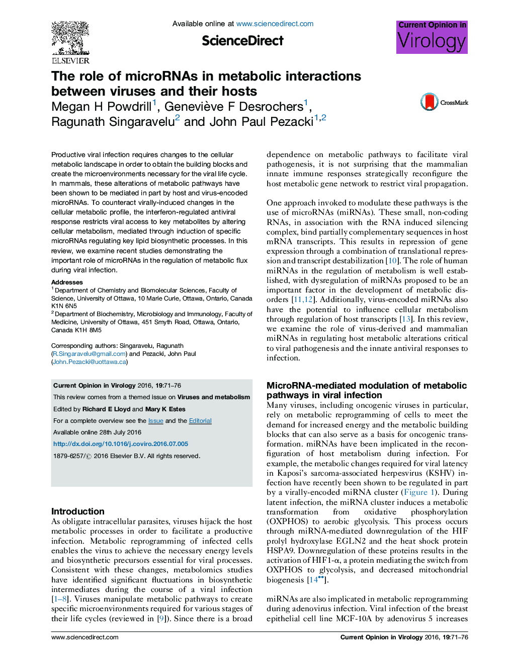 The role of microRNAs in metabolic interactions between viruses and their hosts