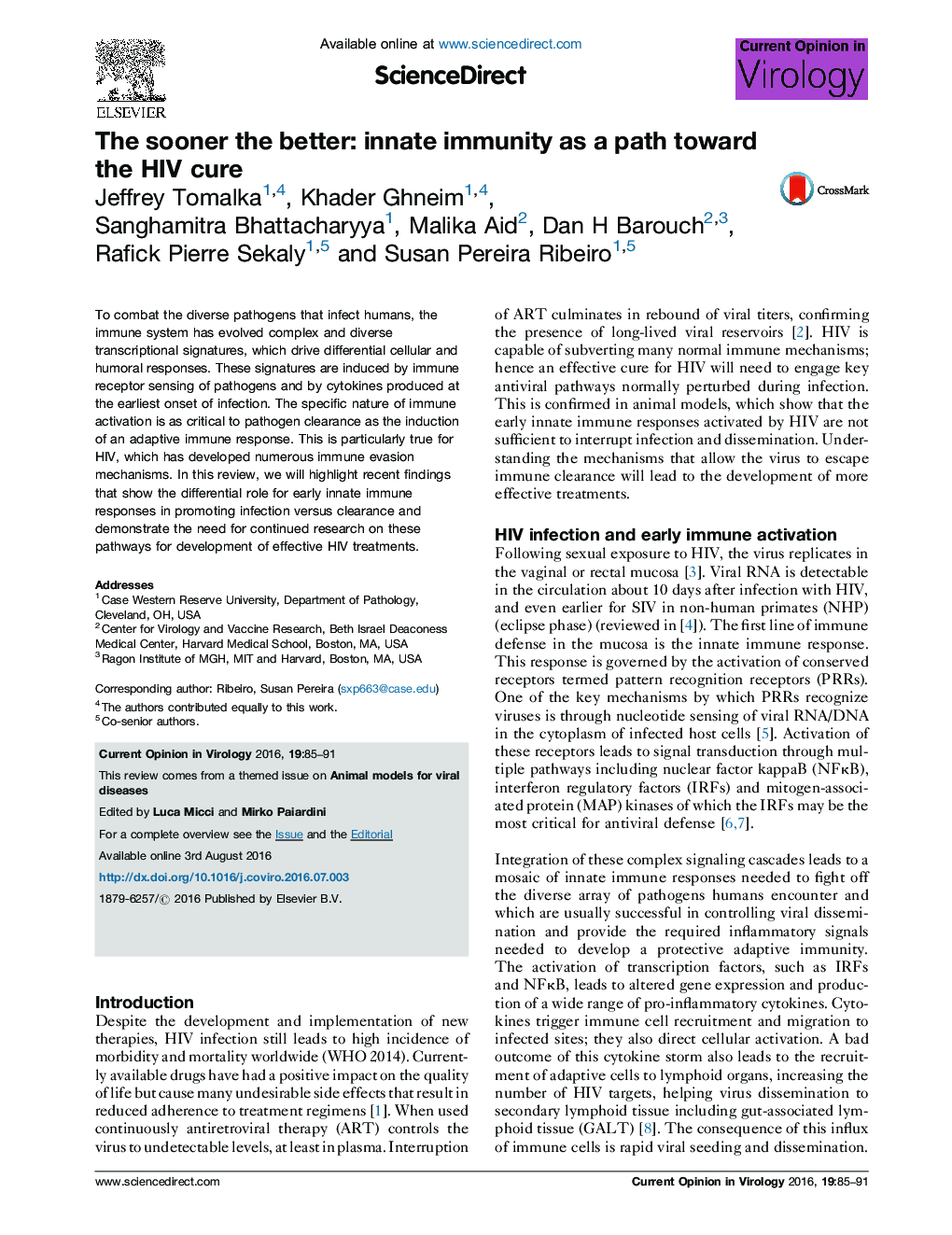 The sooner the better: innate immunity as a path toward the HIV cure