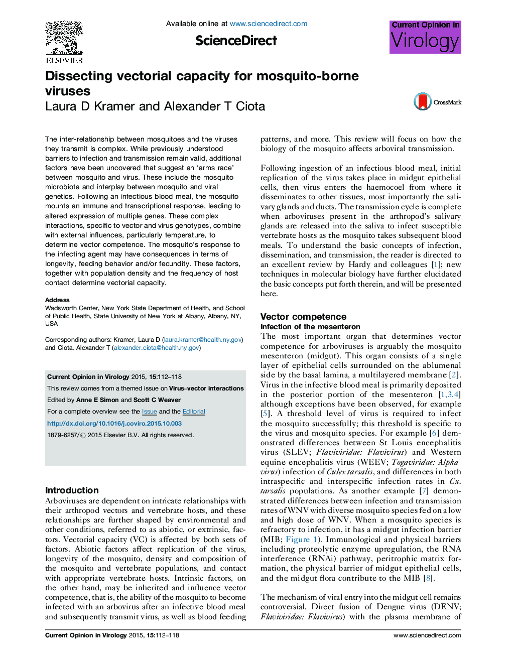 Dissecting vectorial capacity for mosquito-borne viruses